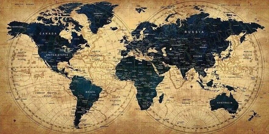 World Map Stone Canvas